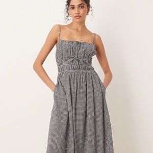 Abercrombie & Fitch Black and White Gingham Maxi Dress